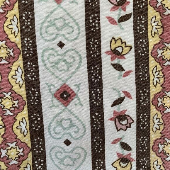 Vintage Maggie & Max White Brown Floral Button Front Long Sleeve Collared Boho - Picture 7 of 9